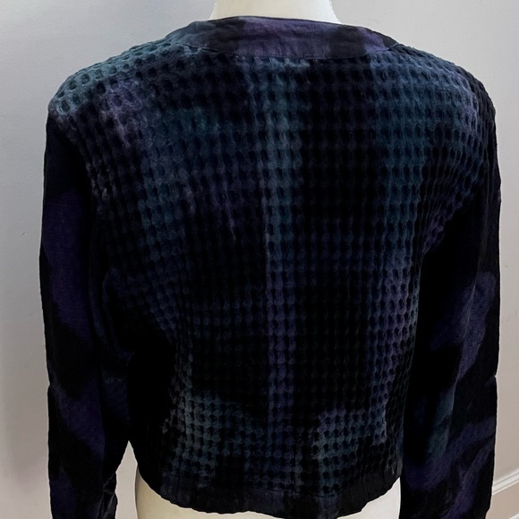 Nadya Cotton Waffle Weave Purple, Blue & Black Hand-dyed Jacket, sz S (1) - Picture 7 of 12